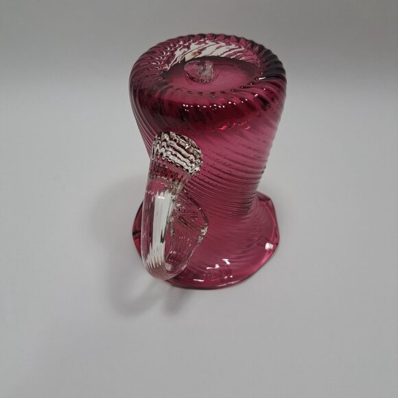 Pilgrim Cranberry Swirl Glass Small Pitcher Applied Handle Vintage - Picture 7 of 12